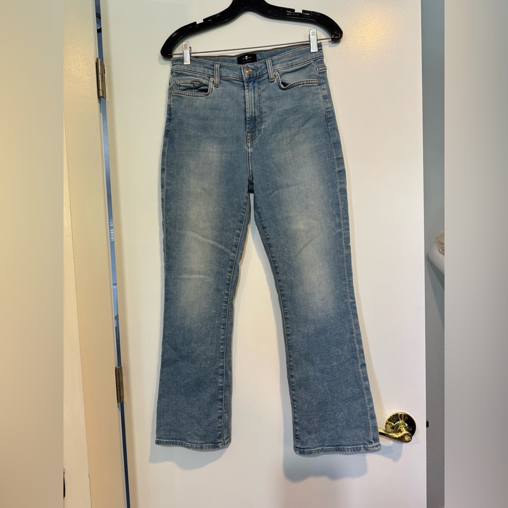 7 FOR ALL MANKIND High Waist Slim Kick Cropped Flare Jeans Size 28
